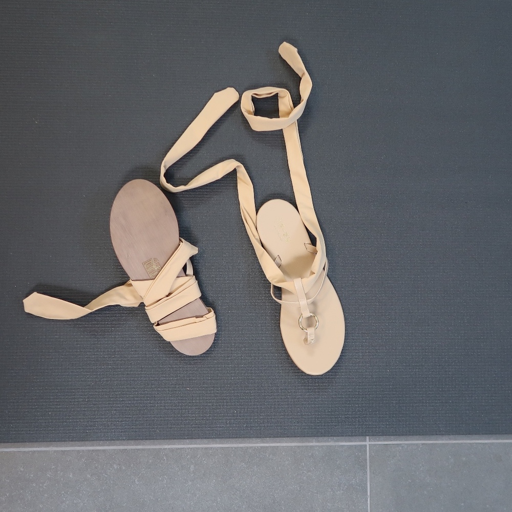 Size 7 Mink Vegan Leather Sandals